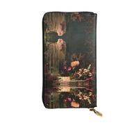 Colorful garden Long leather wallet, portable credit card holder, zippered coin purse, and ID compartment