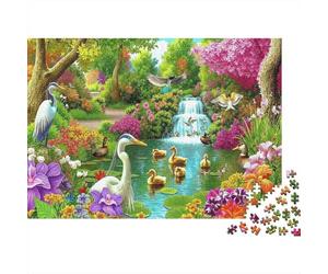 Colorful Garden Scene 1000 Piece Lush Tropical Waterfall Jigsaw Puzzle For Adults Thick Card Board Decompression Difficult Game Puzzle 52x38cm/1000pcs