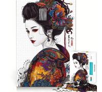 Colorful Geisha Portrait Jigsaw Puzzles for Adults1000 Pieces DownTime Game Calm Daily Fun Challenge Nice Art (50x75cm)