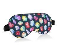 Colorful Gemstones Gem Jewels Diamonds Precious Stones on Dark Adjustable Sleep Mask Lightweight Blindfold with Fashion Patterns Elastic Hidden Strap Relaxing Light Block 9.45 x 3.9 inch