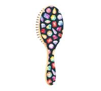 Colorful Gemstones Gem Jewels Diamonds Precious Stones on Dark Round Wooden Comb Universal Hairbrush for Straight Short Wet Hair Stylist Barber Travel Comb 9.25 x 3.15 x 1.5 inch