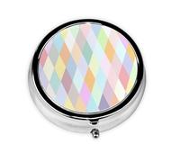 Colorful Geometric Art Small Pill Box 3 Compartment Portable Pill Box for Purse Pocket Rainbow Mini Medicine Organiser for Daily Vitamin Fish Oil Storage