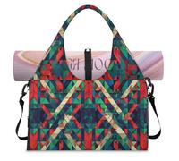 Colorful Geometric Art Sports Duffle Bag with Shoe Compartment Weekend Overnight Bags Tote Cabin Luggage Bag for Gym Yoga Travel