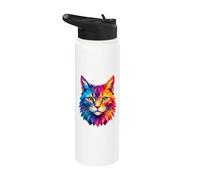 Colorful Geometric Cat Lover Stainless Steel Insulated Water Bottle