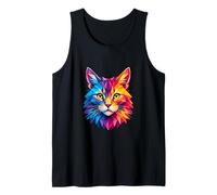 Colorful Geometric Cat Lover Tank Top