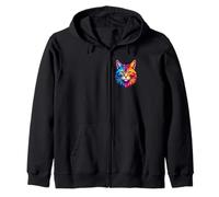 Colorful Geometric Cat Lover Zip Hoodie