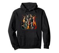 Colorful Geometric Cats Art Cat Lover Cat Mom Dad Retro Pullover Hoodie
