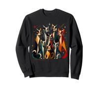 Colorful Geometric Cats Art Cat Lover Cat Mom Dad Retro Sweatshirt