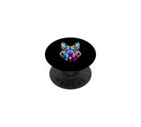Colorful Geometric Dog Head Art - Bold Canine Decor PopSockets Adhesive PopGrip
