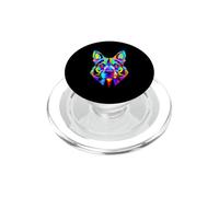 Colorful Geometric Dog Head Art - Bold Canine Decor PopSockets PopGrip for MagSafe