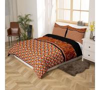 Colorful Geometric Duvet Cover Double, Brown Floral Bedding, Soft Cosy 3 Piece 110gsm Microfibre Quilt Cover and 2xPillow Case 50x75 cm with Zipper Closure for Bedroom W268
