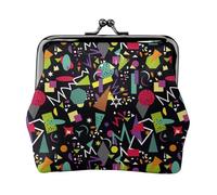Colorful Geometric Figures Coin Purse, Kiss-lock Change Purse Wallets, Small PU Leather Coin Purse for Women