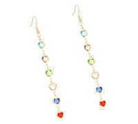 Colorful Geometric Long Earrings with Artificial Gemstones Unique Ear Hook for Adding a Color to Any Outfit Unique Styles Earrings