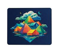 Colorful Geometric Mountain Mouse Pad, Vibrant Pyramid Design Stitched Edge Mousepad, Rubber Non-Slip Washable Gaming Mouse Pad for Home and Office Use Square 8x10 Inch