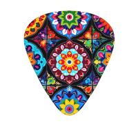 Colorful Geometric Patterns Guitar Picks Gift Set - 12 Smooth Durable Plectrums For Acoustic, Electric & Bass Guitar, Perfect Present For Guitar Lovers & Musicians