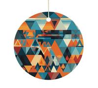 Colorful Geometric Shapes Ceramic Ornaments with Hanger Round Porcelain Ornaments Personalized Xmas Tree Keepsake Crafts Gift for Christmas and Thanksgiving Decoration