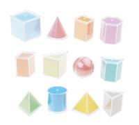 Colorful Geometric Shapes Removable Building Cubes Math Educational Toy Building Blocks Toy for Kid Preschoolers Age 3＋ Geometry Teaching Tool