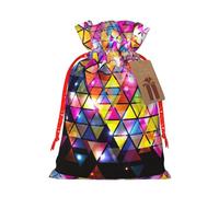 Colorful Geometric Triangle Print Drawstring Gift Reusable Eco-Friendly Bags Pouches For Birthday Party Favors