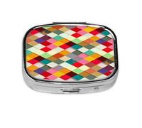 Colorful Geometry Pattern Pill Case Pill Box Travel Pill Organizer Small Square Medicine Box for Purse & Pocket Gifts