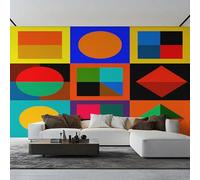 Colorful Geometry Wallpaper, Square Triangle Circle Wall Mural for Living Room, Non-Woven Wall Paper for Bedroom 200X140cm, Photo Wallpaper Home Decor PZ&D43