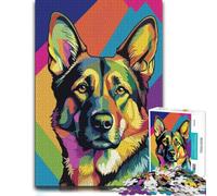 Colorful German Shepherd Pop Art Portrait Jigsaw Puzzle, 1000 Piece | A New Year puzzle activity on quiet New Year evenings for relaxed downtime.