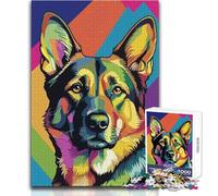 Colorful German Shepherd Pop Art Portrait Jigsaw Puzzles 1000 Pieces for Teenagers Mindful Learning Fun Game Unique Gift for Joyful Celebrations Size 38x52cm