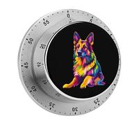 Colorful German Shepherd Round Kitchen Timer Mini Cooking Timer Countdown Stainless Steel Digital Timers for Home