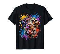 Colorful German Wirehaired Pointer Rainbow Dog Art T-Shirt