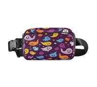 Colorful ghosts Pattern Stylish Waist Bag Fanny Pack for Women Men Teens Multipurpose Sling Bag Travel Accessory with Adjustable Strap for Travel Running Hiking