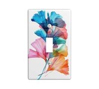 Colorful Ginkgo Leaves Light Switch Cover Plates/Outlet Covers,Multicolor Spring Floral Decorative Wall Accents, Thermoplastic Wall Plates,Standard Size Single Toggle