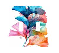 Colorful Ginkgo Leaves Light Switch Cover Plates/Outlet Covers,Multicolor Spring Floral Decorative Wall Accents, Thermoplastic Wall Plates,Standard Size Double Toggle