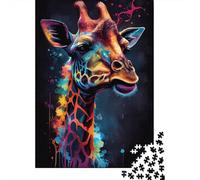 Colorful Giraffe Art 1000 Piece Jigsaw Puzzle Jigsaw Puzzle for Adults Night View Focus Relieve Stress Gift 52x38cm/1000pcs