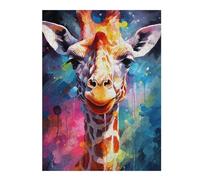 Colorful Giraffe Art Print-6 Artistic Jigsaw Puzzle for Adults, 500 PCS
