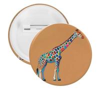 Colorful Giraffe Badge Metal Round Pins, Lightweight Brooch for Backpack, Fashion Button Pins Badge for Shirts, Jackets, Shawl Coat, Unisex, 5PCS, Tinplate, metal round pins