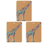 Colorful Giraffe Car Air Freshener, 3 Pcs Square Hanging Air Freshener Cards, Long Lasting Fragrance Scented Cards for Car, Home, Office Black-style
