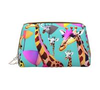 Colorful Giraffe Fans Lovers Leather Hand-Held Zipper Makeup Bag Storage Bag Portable Lipstick Pouch Toiletry Bag