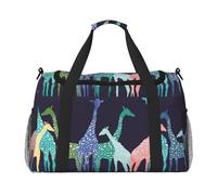 Colorful Giraffe Fans Lovers Print Everyday Use Travel Duffle Bag Large Capacity Travel Bag Stylish Functional Bag, Black, One Size
