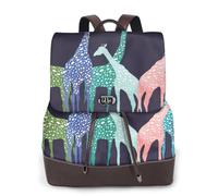 Colorful Giraffe Fans Lovers Print Leather Women'S Backpack Travel Bag Ladies Versatile Small Backpack Business Leisure, Black, One Size