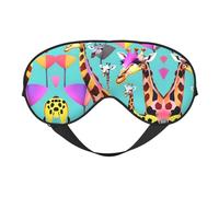 Colorful Giraffe Fans Lovers Print Soft Eye Mask - Adjustable Strap, Elastic Nighttime Shade for Meditation, Travel, and Yoga