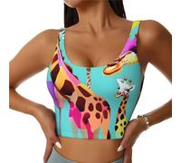 Colorful Giraffe Fans Lovers Women's Sports Vest Outdoor Leisure Hiking Comfortable Lightweight Elastic Gym Shirt Black
