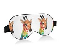 Colorful Giraffe Head On White Eye Masks Cover Blocks Light Sleep Mask Shade Cover Blindfold Relaxing Eyeshade Cover with Adjustable Head Strap for Men Women Kids
