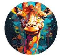 Colorful Giraffe Jigsaw Puzzle 1000 Piece Round Paper for Adults Artistic Style