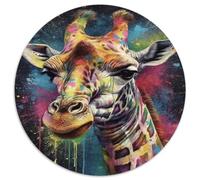 Colorful Giraffe Jigsaw Puzzle for Adults 1000 Piece Round Paper Artistic Style