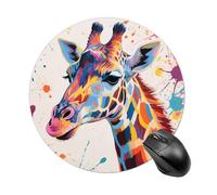 Colorful Giraffe Painting Mouse Pad Round Laptop Mouse Mat Cute Computer Mousepad Keyboard Pad Non-Slip Desk Pads for Gaming Office Work Home
