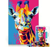 Colorful Giraffe Pop Art Portrait Puzzles for Adults 1000 Puzzles Clear Logic Tight Joint Fun Activity Christmas Idea (38x52cm)