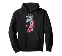 Colorful Giraffe Poster Style Paint Splatter Art Graphic Pullover Hoodie