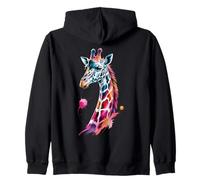 Colorful Giraffe Poster Style Paint Splatter Art Graphic Zip Hoodie