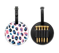 Colorful Giraffe Print Golf Tee Holder Animal Leopard Skin Leather Golf Tee Organizer Bag for Women Men Water-Resistant Great Gifts for Golfer Lovers