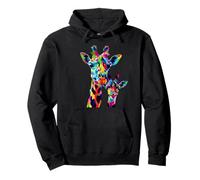 Colorful Giraffe, Spirit Animal, Multicolor Art, Pullover Hoodie