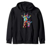 Colorful Giraffe, Spirit Animal, Multicolor Art, Zip Hoodie